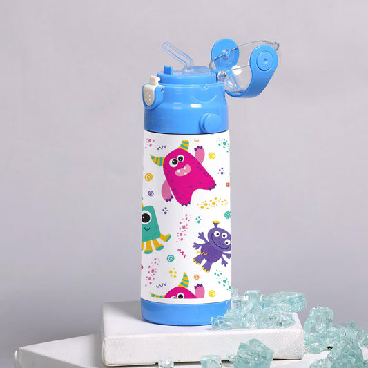 Seamless pattern with aliens space monsters planets rockets cartoon style vector 500ml kids Bottle