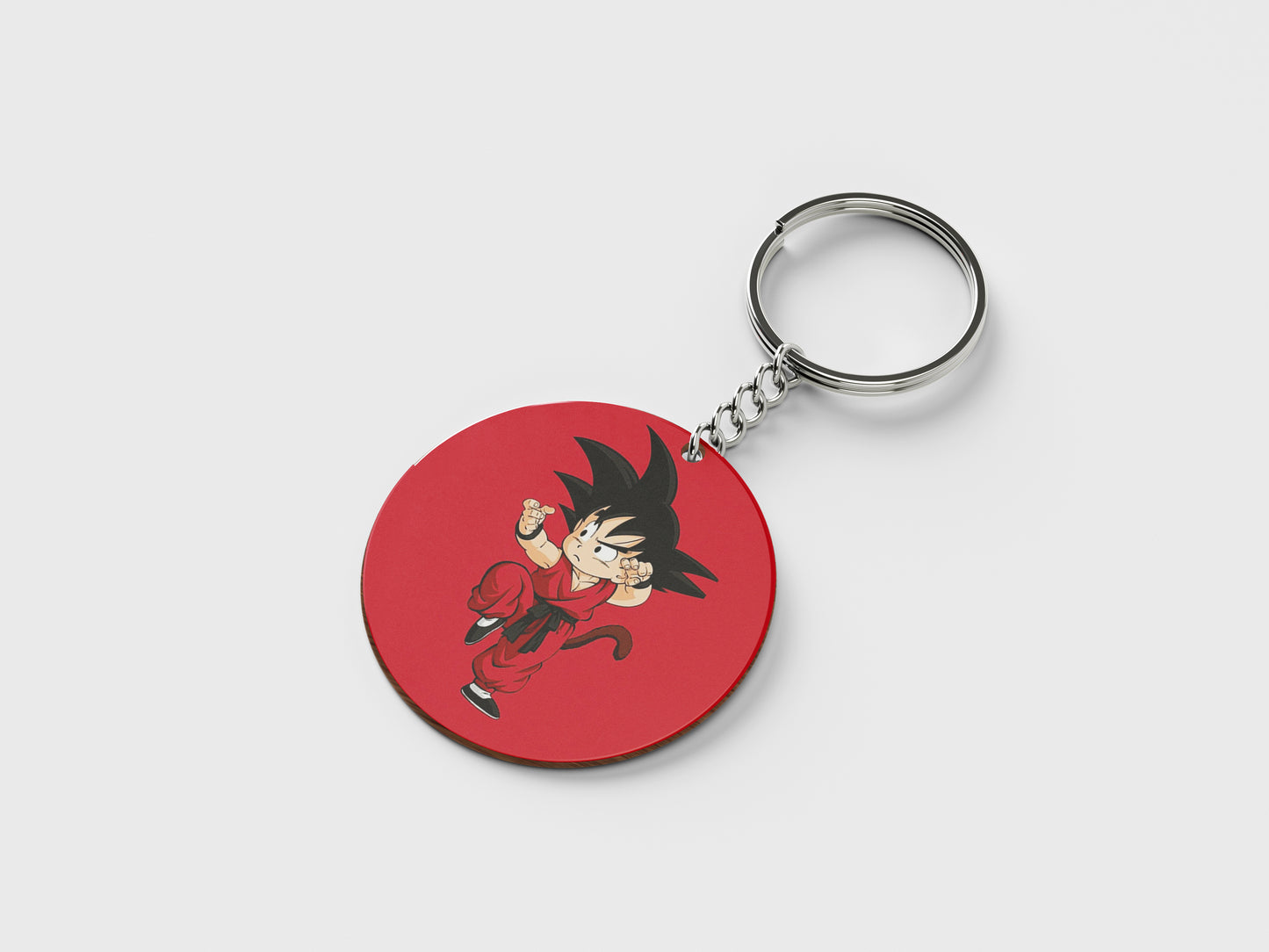 Child goku design Printed Circle Shape Wooden Keyring with Chain