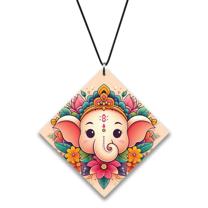 cute ganesh face vector art Premium Glossy Printed Car Hangings