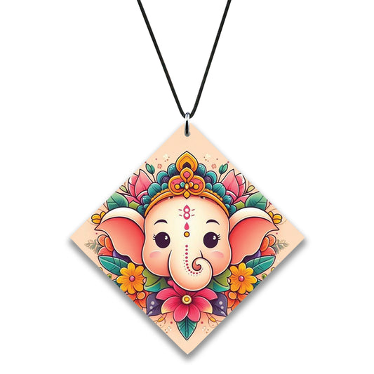 cute ganesh face vector art Premium Glossy Printed Car Hangings