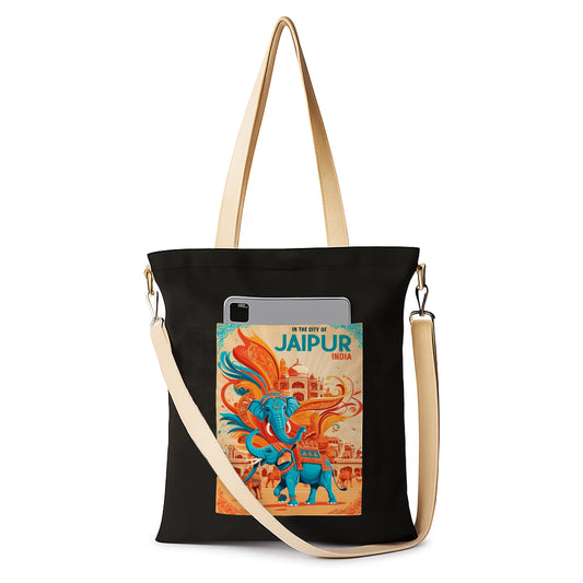 Jaipur Printed Women's Girls Cross Body Sling Bag with Extra Front Pocket, College Bag for Girls, Tote Bag for Shopping,Travel