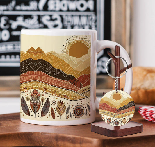 Abstract Art Mug and Keychain Combo 330 ml Coffee Mug
