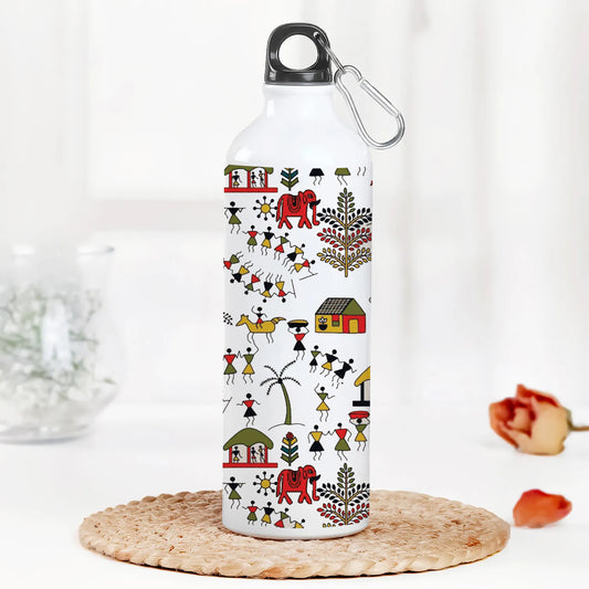 Hand drawn traditional the ancient tribal art India Printed Normal Sipper Water Bottle 750 ml For Gym, Yoga, Kids, Boys, Girls, Brother, Sister, Babies, Baby, Workout, Adults