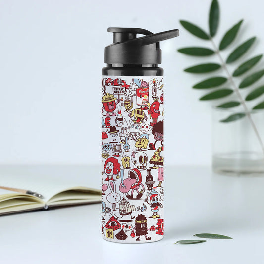 Cartoon doodle Pattern Printed Eagle Shape Water Bottle 750 ml For Gym, Yoga, Kids, Boys, Girls, Brother, Sister, Babies, Baby, Workout, Adults