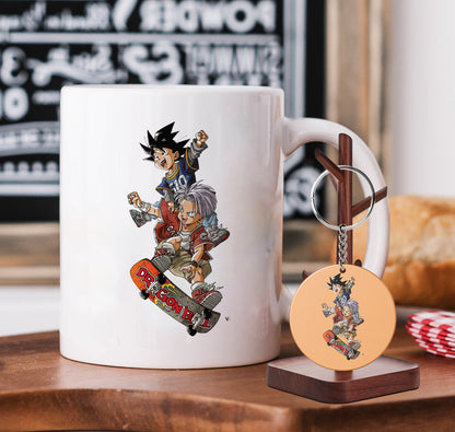 Goten and trunk with skate design Mug and Keychain Combo 330 ml Coffee Mug