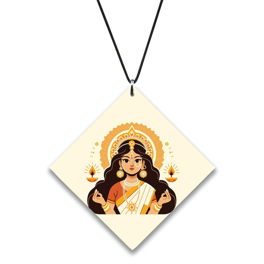 Durga Puja Idol Indian illustration Premium Glossy Printed Car Hangings