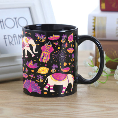Happy diwali vector elements seamless pattern design Full Black 330 ml Coffee Mug