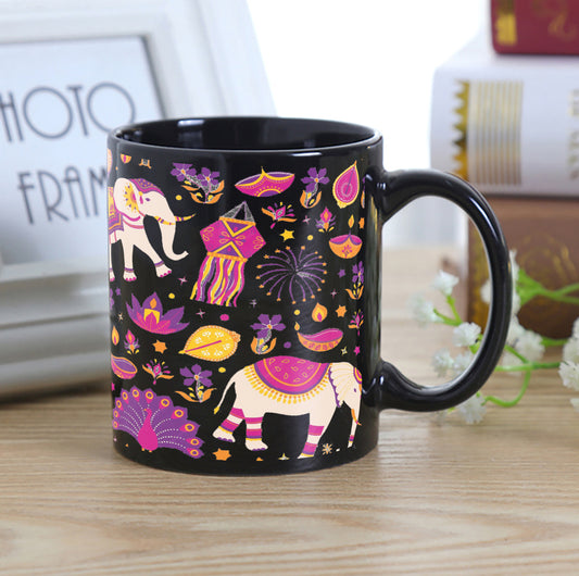 Happy diwali vector elements seamless pattern design Full Black 330 ml Coffee Mug