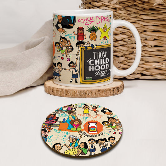 Colorful indian folk doodle art pattern Mug and Coaster 330 ml Coffee Mug