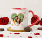 Couple Customized Add Two Photos Red Heart Handle 330 ml Coffee Mug