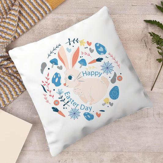 Hand Drawn Happy Easter Day Design Cushion (12x12 inches) Pack of 1