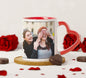 Best Friend forever customized add two photos red heart handle  330 ml Coffee Mug