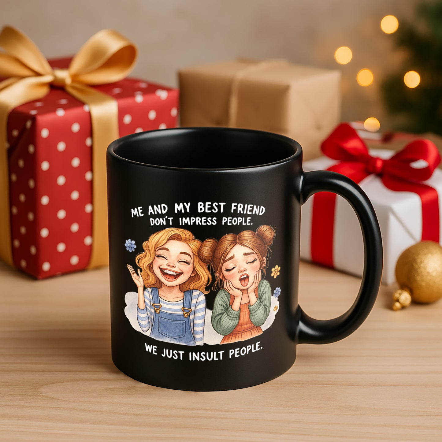 Me And My Best Friend 330 ml Black Coffee Mug (Pack of 1)
