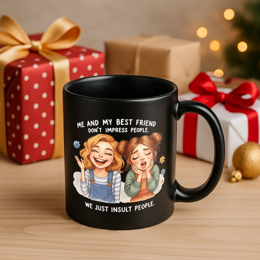 Me And My Best Friend 330 ml Black Coffee Mug (Pack of 1)