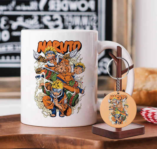 Naruto illustration design Mug and Keychain Combo 330 ml Coffee Mug