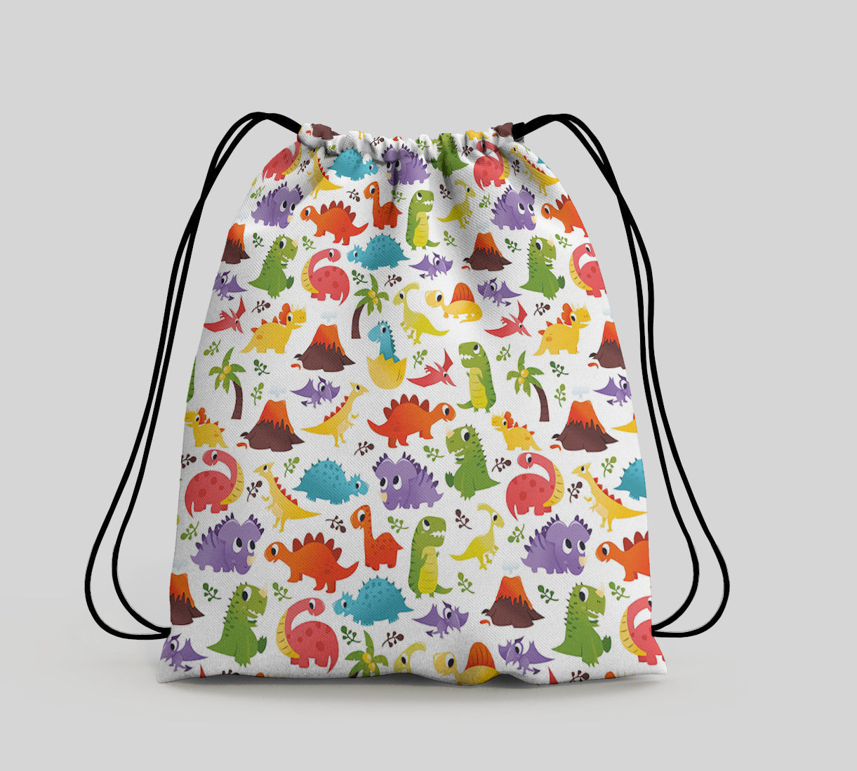 Super Cute Dinosaurs Seamless Pattern Polyester String Backpack Bags for kids for Gym, Yoga, Tuition ,Beach Bag for 4-10 year boys and girls