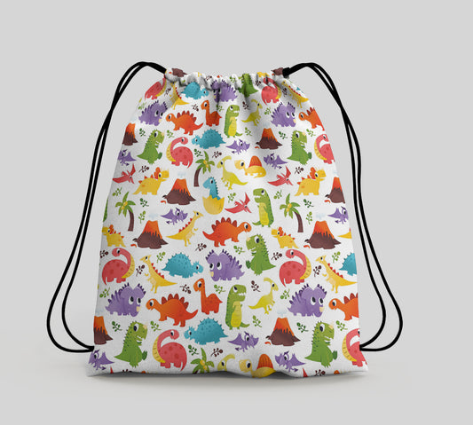 Super Cute Dinosaurs Seamless Pattern Polyester String Backpack Bags for kids for Gym, Yoga, Tuition ,Beach Bag for 4-10 year boys and girls