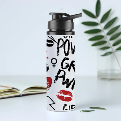 Girl power typography pattern Printed Eagle Shape Water Bottle 750 ml For Gym, Yoga, Kids, Boys, Girls, Brother, Sister, Babies, Baby, Workout, Adults
