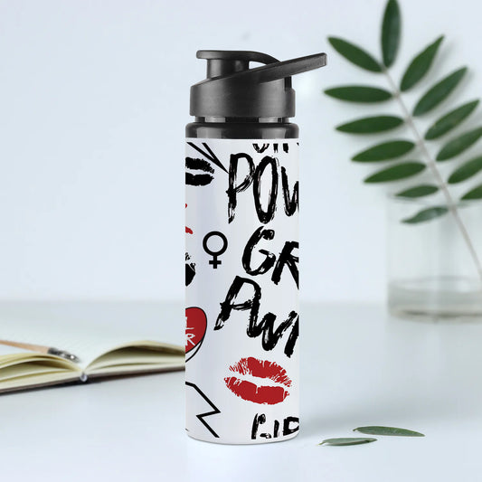 Girl power typography pattern Printed Eagle Shape Water Bottle 750 ml For Gym, Yoga, Kids, Boys, Girls, Brother, Sister, Babies, Baby, Workout, Adults
