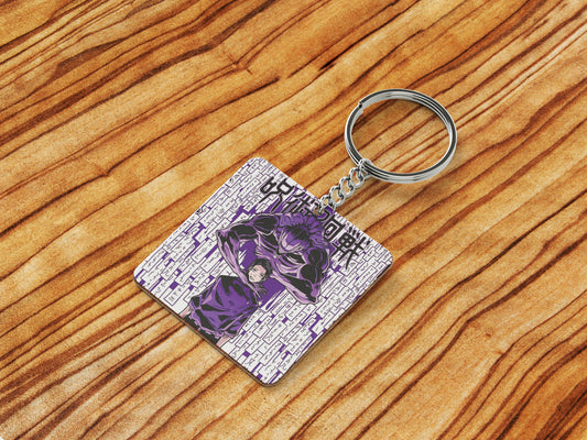 Okkotsu Yuta Jujutsu Kaisen Printed Square Shape Wooden Keyring with Chain