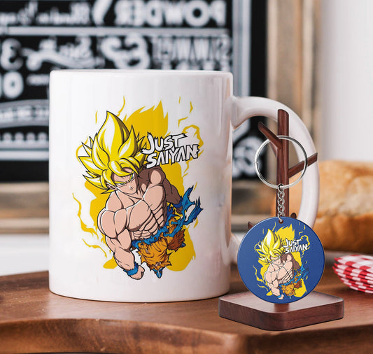 Goku super saiyan design Mug and Keychain Combo 330 ml Coffee Mug