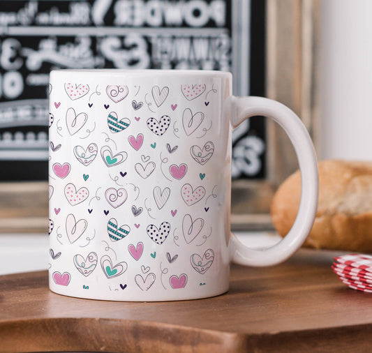 Pretty hearts pattern design White 330 ml Coffee Mug