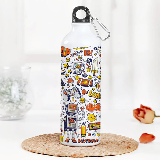 Game city colorfull doodle art Printed Normal Sipper Water Bottle 750 ml For Gym, Yoga, Kids, Boys, Girls, Brother, Sister, Babies, Baby, Workout, Adults