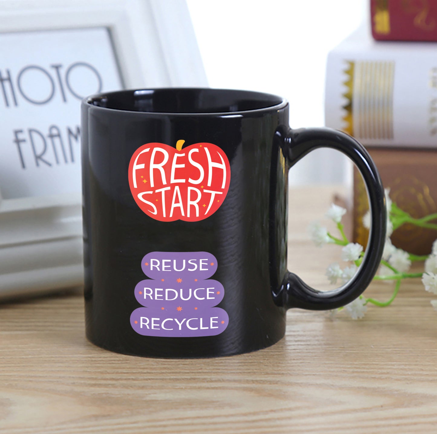 Flat design retro sticker collection Full Black 330 ml Coffee Mug