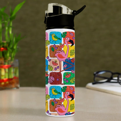 Childlike animals pattern design Printed Flip Flop Water Bottle 750 ml For Gym, Yoga, Kids, Boys, Girls, Brother, Sister, Babies, Baby, Workout, Adults
