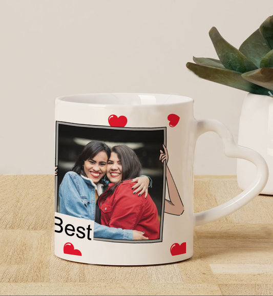 Friend forever personlized  two photos white heart handle  330 ml Coffee Mug