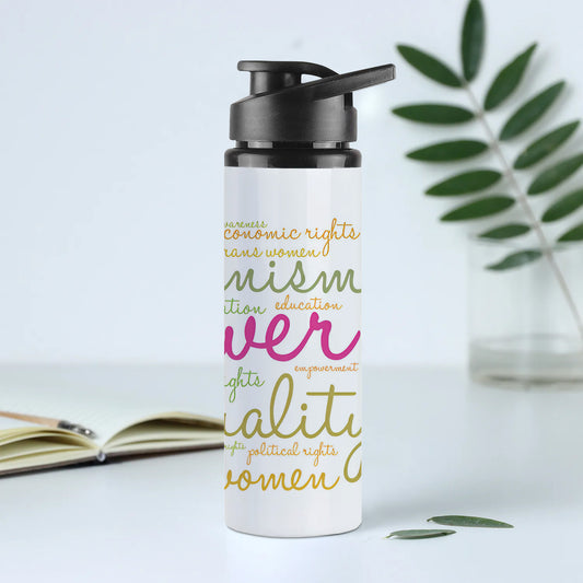 Girl Power word cloud typography pattern Printed Eagle Shape Water Bottle 750 ml For Gym, Yoga, Kids, Boys, Girls, Brother, Sister, Babies, Baby, Workout, Adults