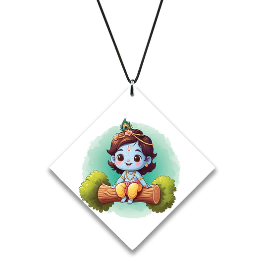 Cute baby Krishna vector art Premium Glossy Printed Car Hangings
