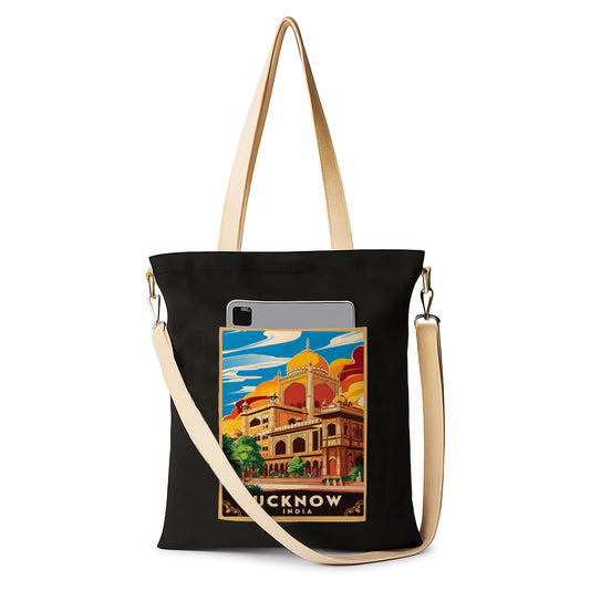 Lucknow india Printed Women's Girls Cross Body Sling Bag with Extra Front Pocket, College Bag for Girls, Tote Bag for Shopping,Travel