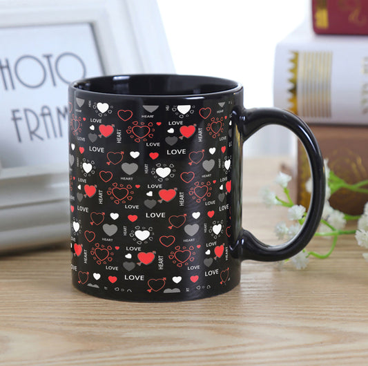 Romantic Hand Drawn Elements With Love Lettering design Full Black 330 ml Coffee Mug