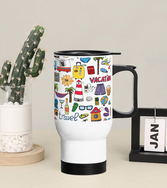 Seamless vector tropical vacation and travel pattern Printed 350ML Travel MUG