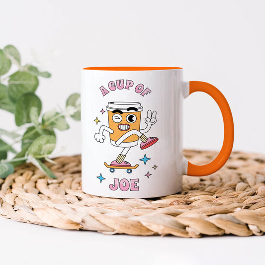 A Cup of joe design Orange Handle 330 ml Coffee Mug
