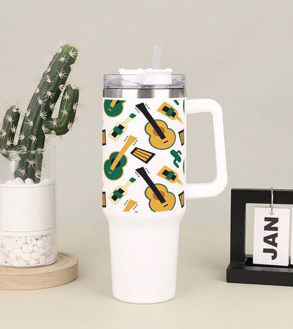 Flat patterns with traditional mexican elements 2 Printed 850ML with Lid Leak Proof Big Travel Tumbler with Handle and Straw