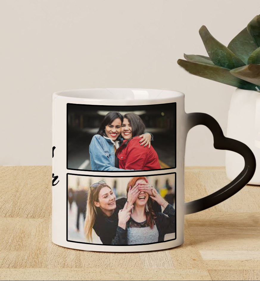 Best Friend forever personalized add four photos magic mug 330 ml Coffee Mug
