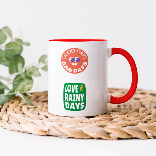 Flat design retro sticker collection Red Handle 330 ml Coffee Mug