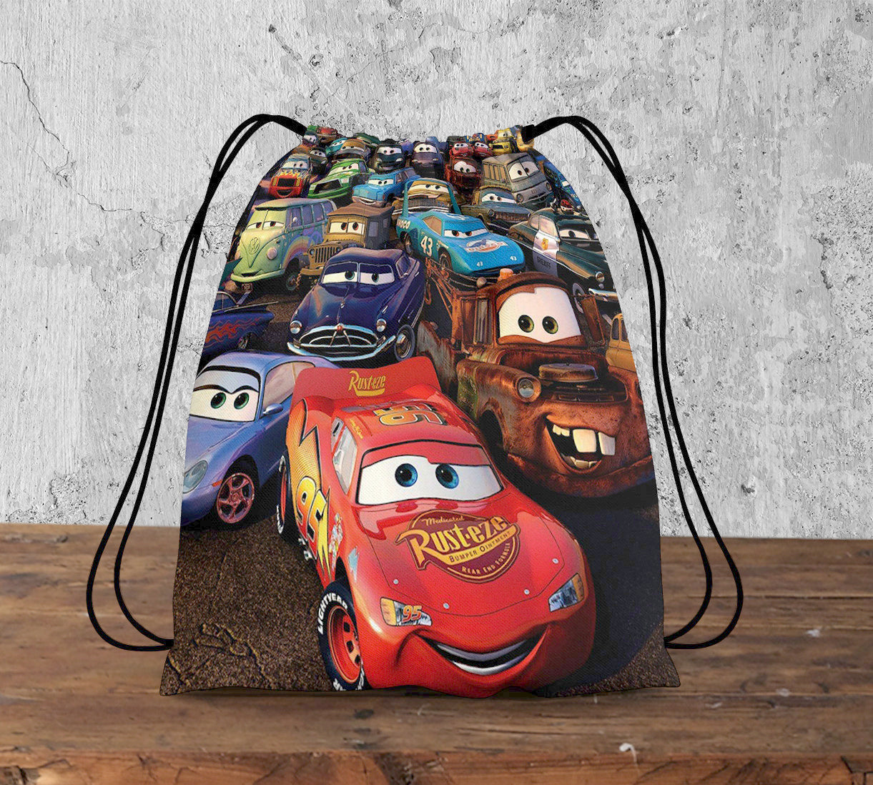 Cars Anime Pattern Polyester String Backpack Bags for kids for Gym, Yoga, Tuition ,Beach Bag for 4-10 year boys and girls