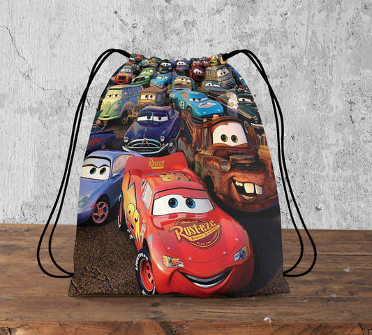 Cars Anime Pattern Polyester String Backpack Bags for kids for Gym, Yoga, Tuition ,Beach Bag for 4-10 year boys and girls