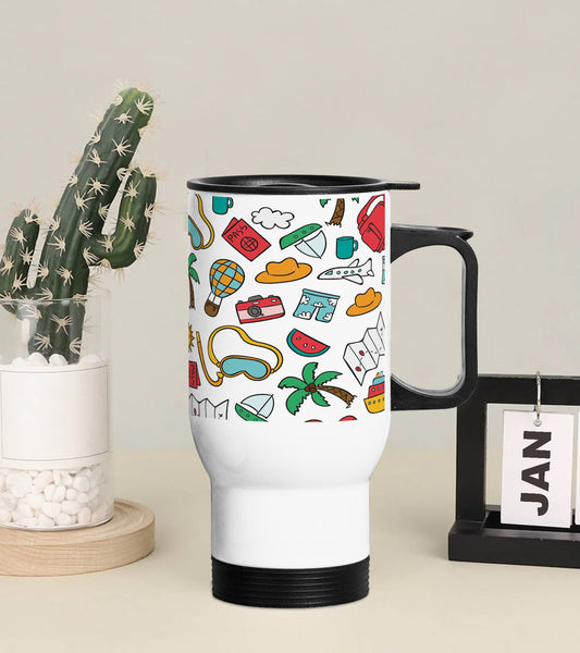 Creative travel concept doodle art Printed 350ML Travel MUG