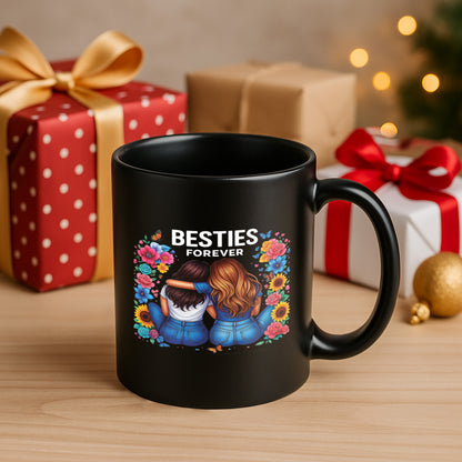 Besties Forever 330 ml Black Coffee Mug (Pack of 1)