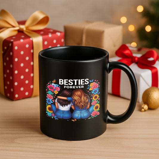 Besties Forever 330 ml Black Coffee Mug (Pack of 1)