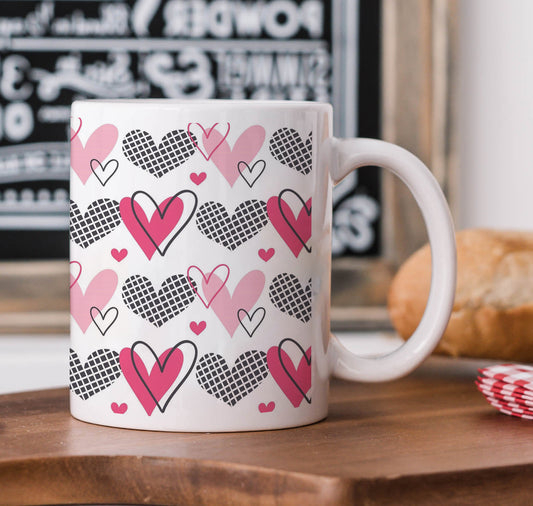 Hearts Pattern design White 330 ml Coffee Mug