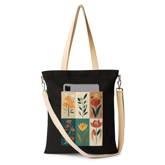 Flower art Printed Women's Girls Cross Body Sling Bag with Extra Front Pocket, College Bag for Girls, Tote Bag for Shopping,Travel