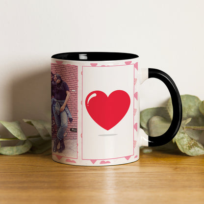Best Friend forever customized Add Two photos black handle 330 ml Coffee Mug