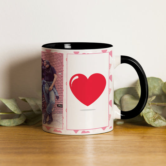 Best Friend forever customized Add Two photos black handle 330 ml Coffee Mug