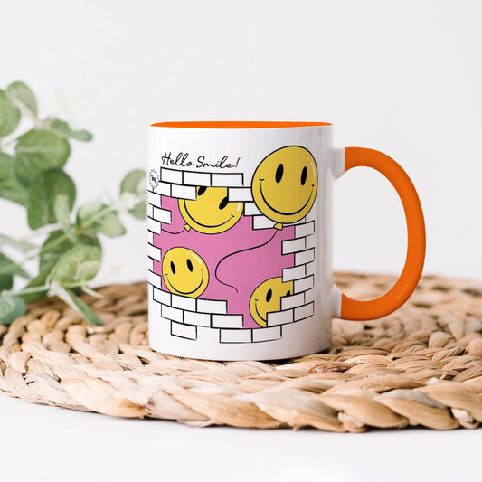 Smile design Orange Handle 330 ml Coffee Mug