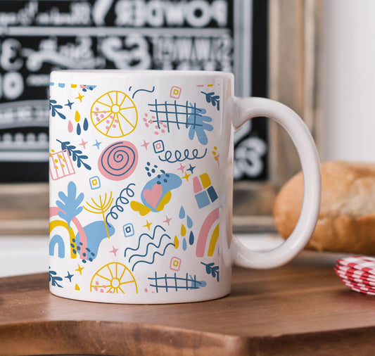 Hand drawn abstract element pattern White 330 ml Coffee Mug